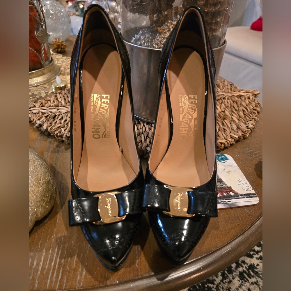 Salvatore Ferragamo Black Patent Leather Women's Shoes